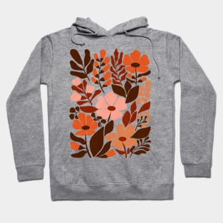 Bohemian Blooms Mid Century Modern Floral Earthy Tones Hoodie